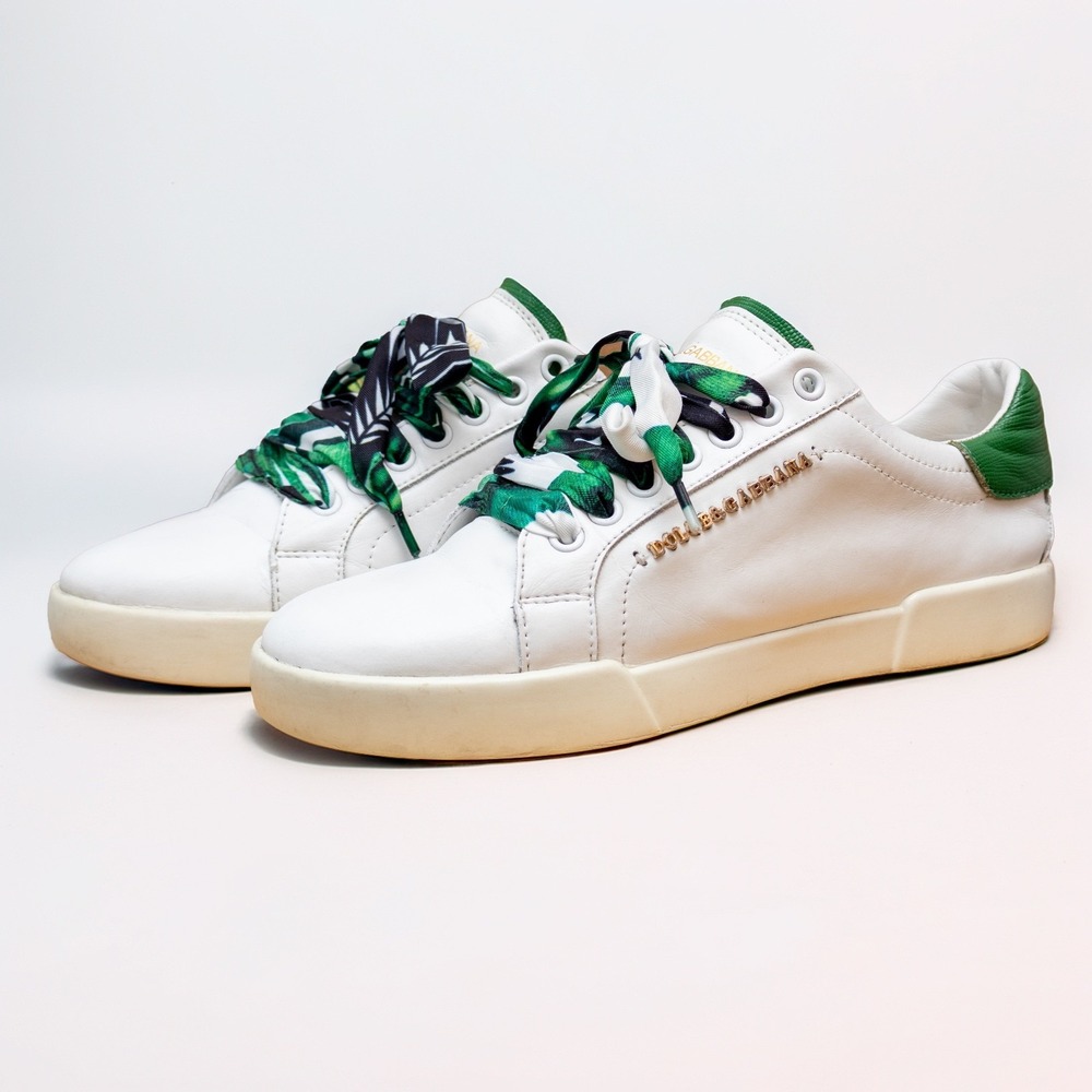 Dolce & Gabbana Women's PORTFINO White Leather Sneakers - EU 39 / UK 6 / US 9